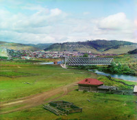 Вид на Миньярский завод. Железнодорожный мост через реку Сим