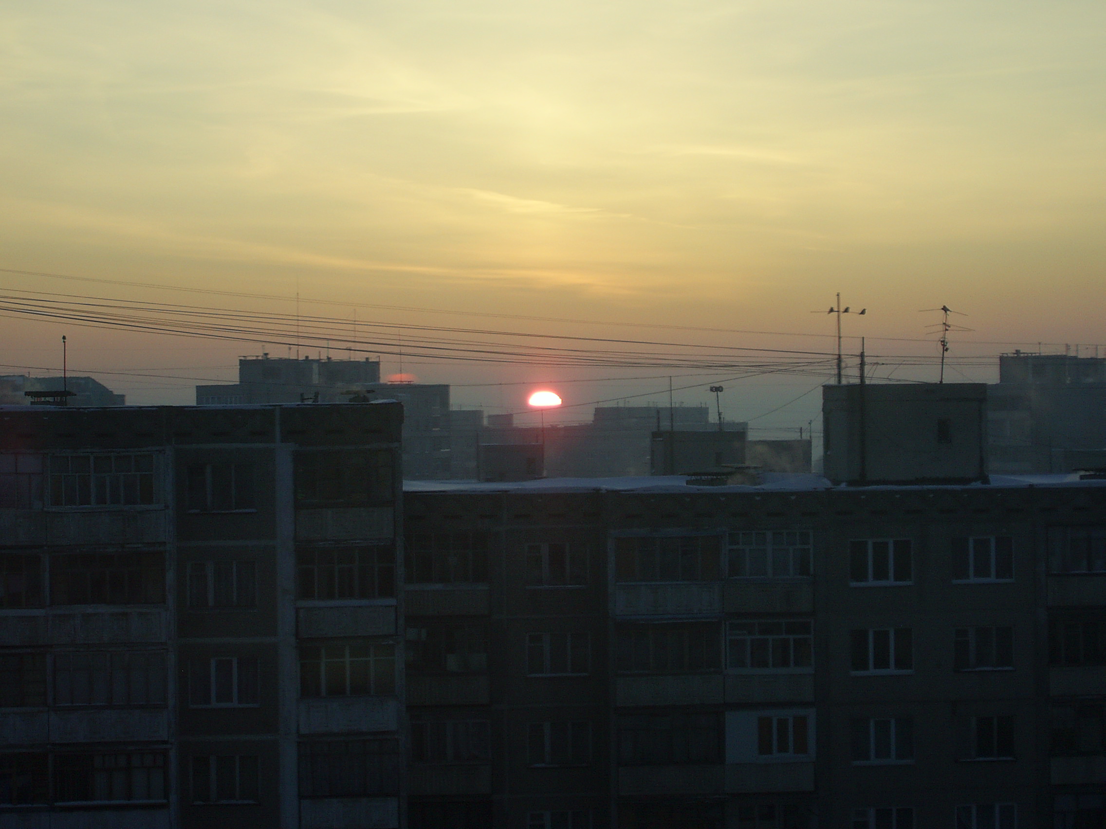Утро. Восход солнца. Вид из моего окна